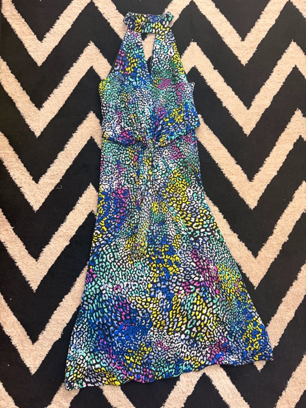 Ava & Aiden Halter Maxi Dress in Multicolor Animal Print Small